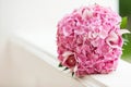 Beautiful blossoming pink hydrangea and orchids in weddin bouquet Royalty Free Stock Photo
