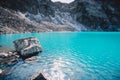 Beautiful blue alpine lake. Summer in the mountains