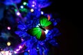 Blue flowers with butterflys and LED lights Royalty Free Stock Photo