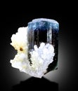 beautiful blue cap tourmaline elbaite crystal with albite Mineral specimen from skardu Pakistan