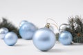 Beautiful blue Christmas ball on blurred background Royalty Free Stock Photo