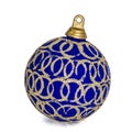 Beautiful blue Christmas ball, isolated on white background Royalty Free Stock Photo