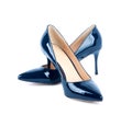 Beautiful blue classic women shoes isolated