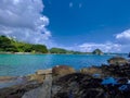 Beautiful blue coastline of the Izu Peninsula in Honshu, Japan