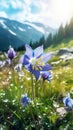 beautiful blue Columbine flowers generative AI