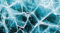 Beautiful Blue Cracked Ice Surface with Frost Patterns and Shiny Reflections in a Winter Landscape Royalty Free Stock Photo