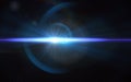 Beautiful blue digital lens flare in black background Royalty Free Stock Photo