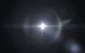 Beautiful blue digital lens flare in black background Royalty Free Stock Photo