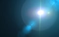 Beautiful blue digital lens flare in black background