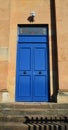 A beautiful blue door in an old house in Scotland. Royalty Free Stock Photo