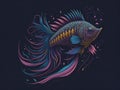 Beautiful blue fish gracefully glides through the water, its shimmering scales reflecting shades.