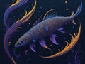 Beautiful blue fish gracefully swims amidst a backdrop of captivating colors and patterns Royalty Free Stock Photo