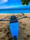 Beautiful Blue Fishing Boat at the Beach Royalty Free Stock Photo