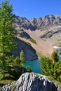 Beautiful blue Hamilton Lake high in the mountains. Rocky mountains, steep shore, pine trees. Royalty Free Stock Photo