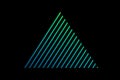 Beautiful blue holographic triangle. Triangle Hatbox. Unusual flat icon. Minimal geometry. Abstract green shell fractal on the Royalty Free Stock Photo