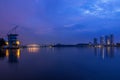 Beautiful Blue Hour Sunrise-Putrajaya waterfront Royalty Free Stock Photo