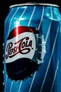 Beautiful blue jar of pepsi cola on a black background Royalty Free Stock Photo