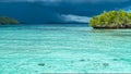 Beautiful Blue Lagoone shortly before Thunderstorm begining, Gam Island, West Papuan, Raja Ampat, Indonesia