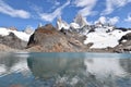 Beautiful blue Laguna de Los Tres in National Park in El Chalten, Argentina, Patagonia with Fitz Roy Mountain in background Royalty Free Stock Photo