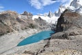 Beautiful blue Laguna de Los Tres in National Park in El Chalten, Argentina, Patagonia with Fitz Roy Mountain in background Royalty Free Stock Photo