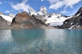 Beautiful blue Laguna de Los Tres in National Park in El Chalten, Argentina, Patagonia with Fitz Roy Mountain in background Royalty Free Stock Photo