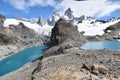 Beautiful blue Laguna de Los Tres in National Park in El Chalten, Argentina, Patagonia with Fitz Roy Mountain in background Royalty Free Stock Photo