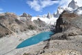 Beautiful blue Laguna de Los Tres in National Park in El Chalten, Argentina, Patagonia with Fitz Roy Mountain in background Royalty Free Stock Photo