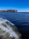 Icy blue lake in Menasha, Wisconsin Royalty Free Stock Photo