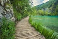 Beautiful blue lake and waterwalls in plitvice national park