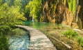 Beautiful blue lake and waterwalls in plitvice national park Royalty Free Stock Photo