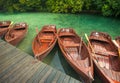 Beautiful blue lake and waterwalls in plitvice national park