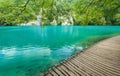 Beautiful blue lake and waterwalls in plitvice national park Royalty Free Stock Photo