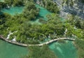 Beautiful blue lake and waterwalls in plitvice national park