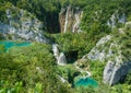 Beautiful blue lake and waterwalls in plitvice national park