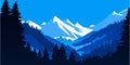 Beautiful blue landscape with mountain view vector illustration. ai generated Vector