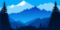 Beautiful blue landscape with mountain view vector illustration. ai generated Vector