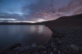 Beautiful blue landscape. Small lake after sunset. Beautiful sky clouds. Armenia Royalty Free Stock Photo