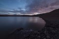 Beautiful blue landscape. Small lake after sunset. Beautiful sky clouds. Armenia Royalty Free Stock Photo