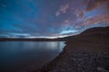 Beautiful blue landscape. Small lake after sunset. Beautiful sky clouds. Armenia Royalty Free Stock Photo