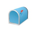 Beautiful blue metallic closed mailbox. Royalty Free Stock Photo
