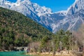 Beautiful of Blue Moon Valley, landmark and popular spot for tourists attractions inside the Jade Dragon Snow Mountain Yulong