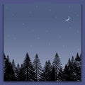 Beautiful with blue night landscape forest on light background. Landscape night light design. Dark forest background. Royalty Free Stock Photo