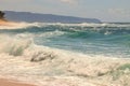 Beautiful blue ocean and sandy beach on the island of Oahu in Hawaii Royalty Free Stock Photo