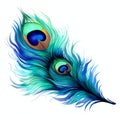 beautiful blue peacocks feather clipart illustration Royalty Free Stock Photo