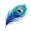 beautiful blue peacocks feather clipart illustration Royalty Free Stock Photo
