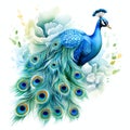 beautiful blue peacocks feather clipart illustration Royalty Free Stock Photo