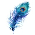 beautiful blue peacocks feather clipart illustration Royalty Free Stock Photo