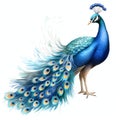 beautiful blue peacocks feather clipart illustration Royalty Free Stock Photo