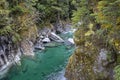 Beautiful blue river in the Mountain, Blue Pools Walk, NZ Royalty Free Stock Photo