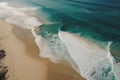 Beautiful blue sea ocean with shallow waves and sand beach. Generative AI Royalty Free Stock Photo
